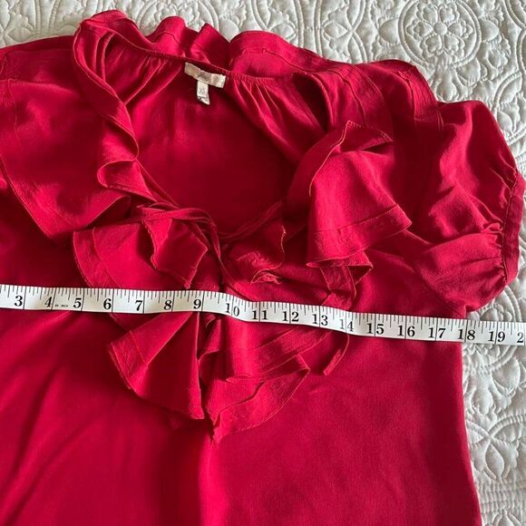 Joie 100% silk ruffle red blouse, size XS - Picture 10 of 12